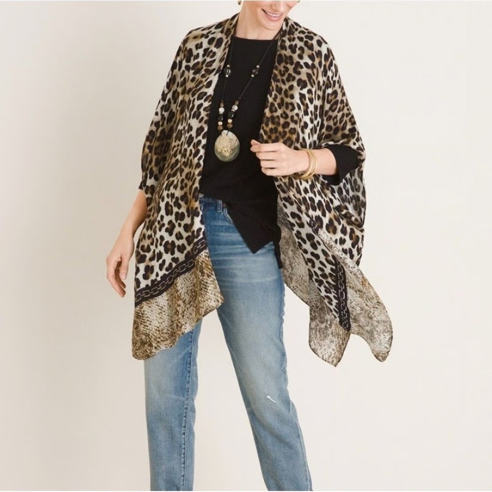 NWT Chico’s Leopard Ruana Shawl
